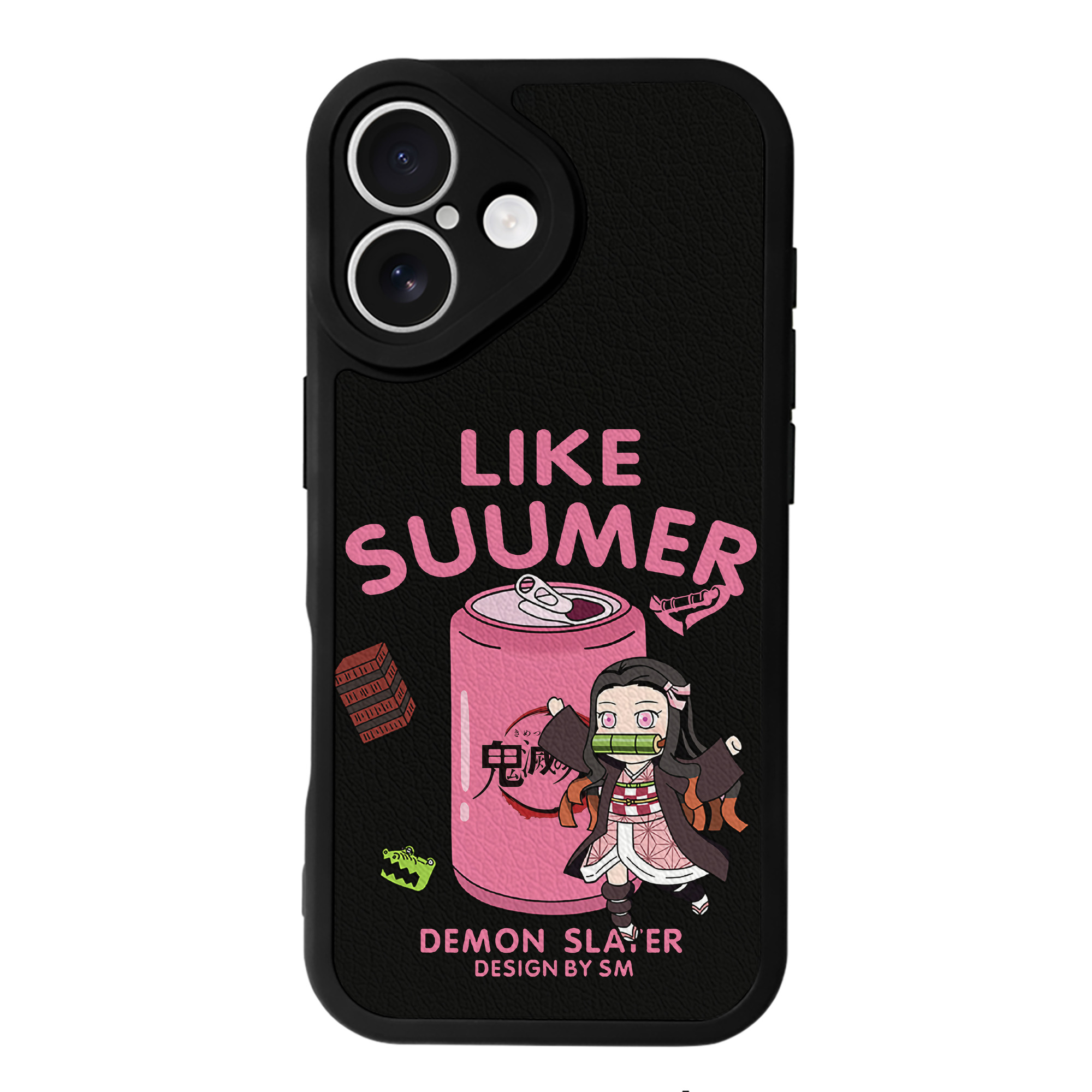（画像用） 鬼滅の刃（きめつのやいば）竈門 禰󠄀豆子／かまど ねずこ Kamado Nezuko 【iPhone 16シリーズ対応】シリコンスマホケース（レザー調） 材質：シリコン